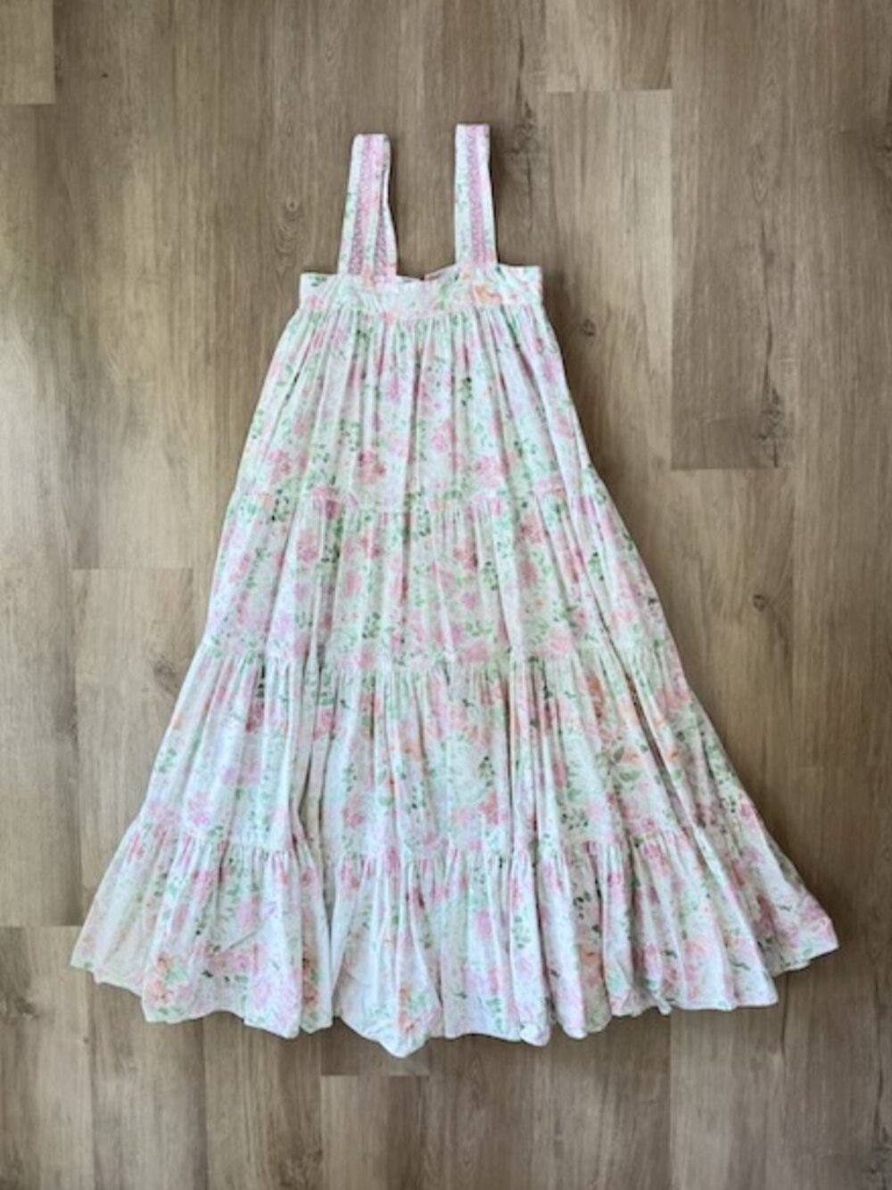 Mi Golondrina Floral Tiered Maxi Dress XS Boho *FLAW